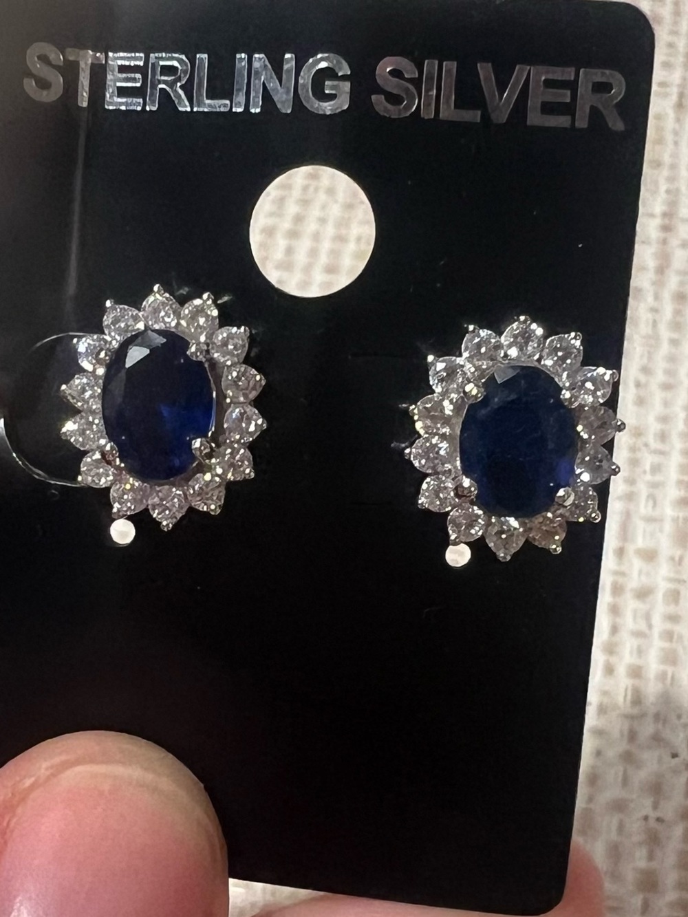 Classic Blue Sapphire Halo Stud Earrings - Unbranded, unworn brand new - Picture 4 of 6